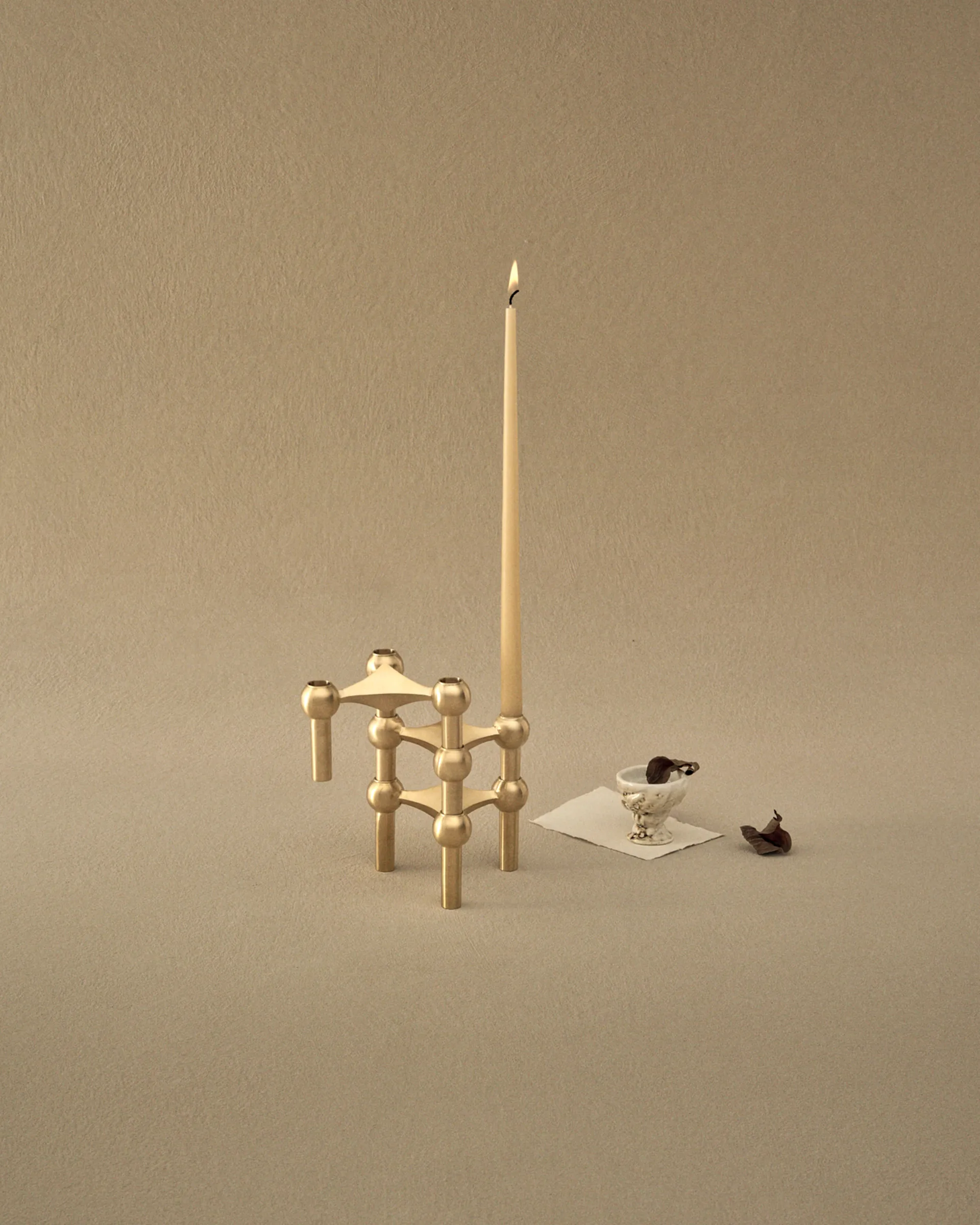 스토프 나겔 캔들 스틱 3개 세트, Brushed brass STOFF Nagel