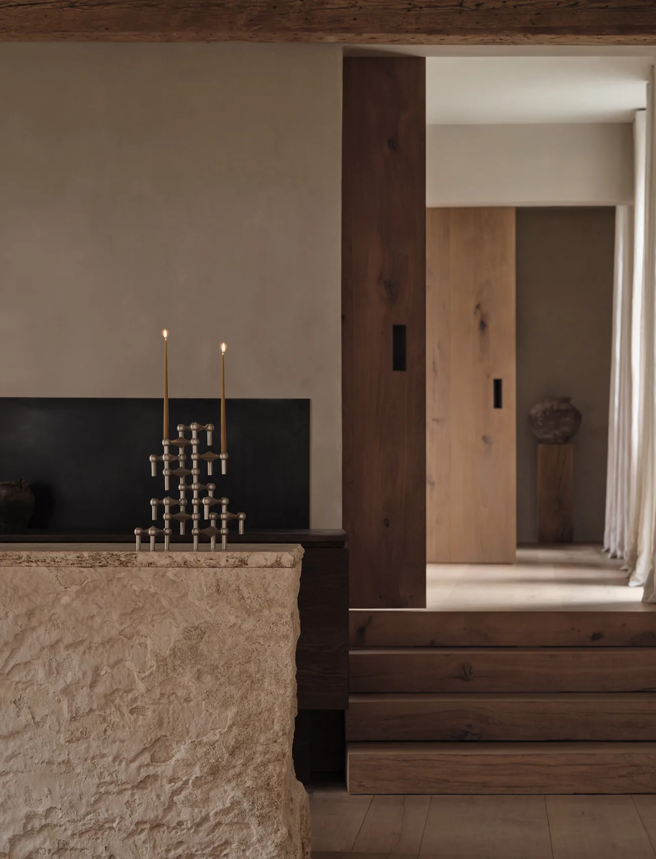 스토프 나겔 캔들 스틱 3개 세트, Brushed chrome STOFF Nagel