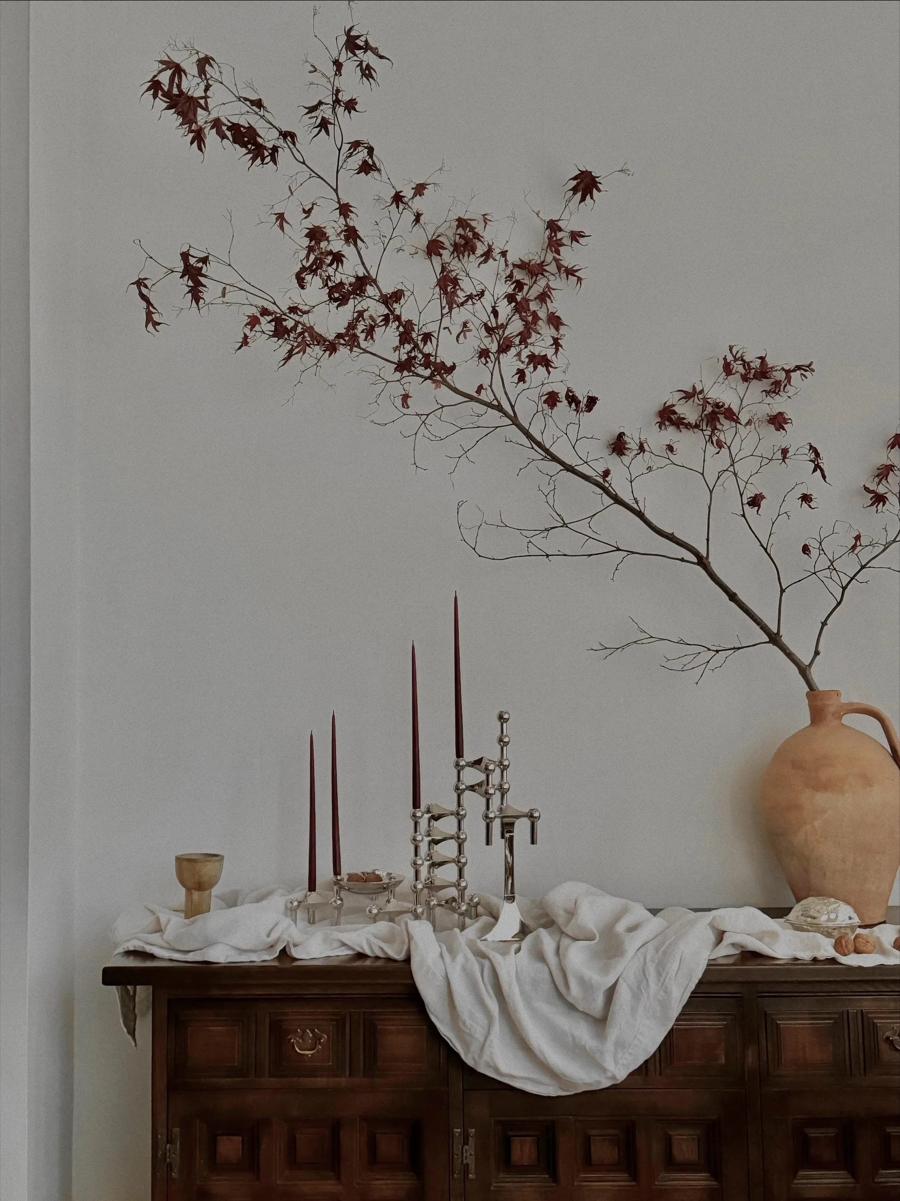 스토프 에스터 앤 에릭 테이퍼드 캔들 6개 세트, Burgundy red STOFF Nagel