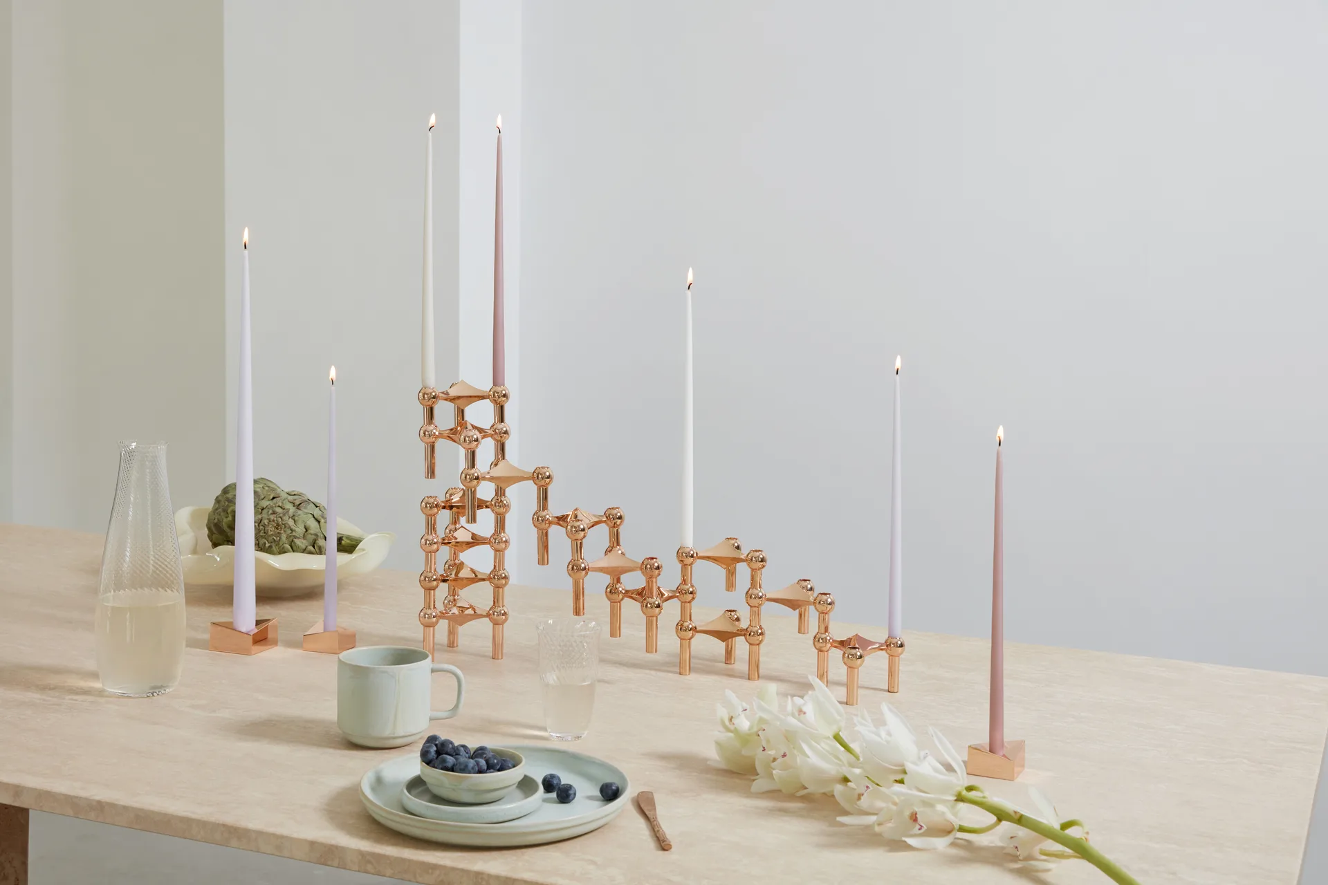 스토프 에스터 앤 에릭 테이퍼드 캔들 6개 세트, Soft rose STOFF Nagel