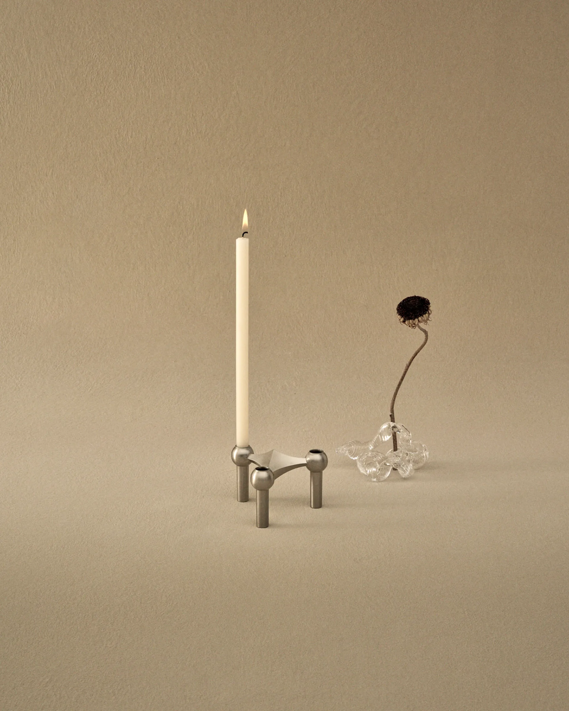 나겔 캔들 홀더, Brushed chrome STOFF Nagel
