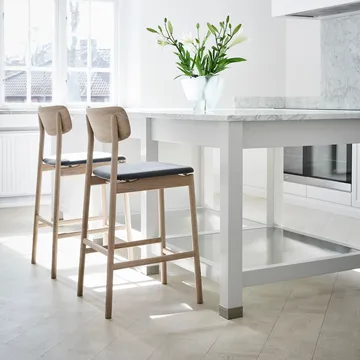 프리마 비스타 바 스툴 - Fabric blues 9202 brown/beige. white oil oak stand - Stolab | 스톨랩