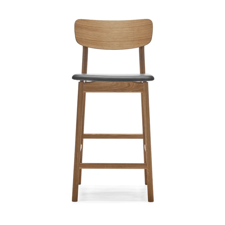 프리마 비스타 바 스툴 - Leather Elmosoft black. natural oil oak stand, 65 cm - Stolab | 스톨랩