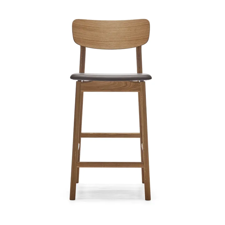프리마 비스타 바 스툴 - Leather Elmosoft dark brown. natural oil oak stand - Stolab | 스톨랩