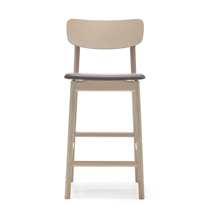 프리마 비스타 바 스툴 - Leather Elmosoft darkbrown. white oil oak stand - Stolab | 스톨랩