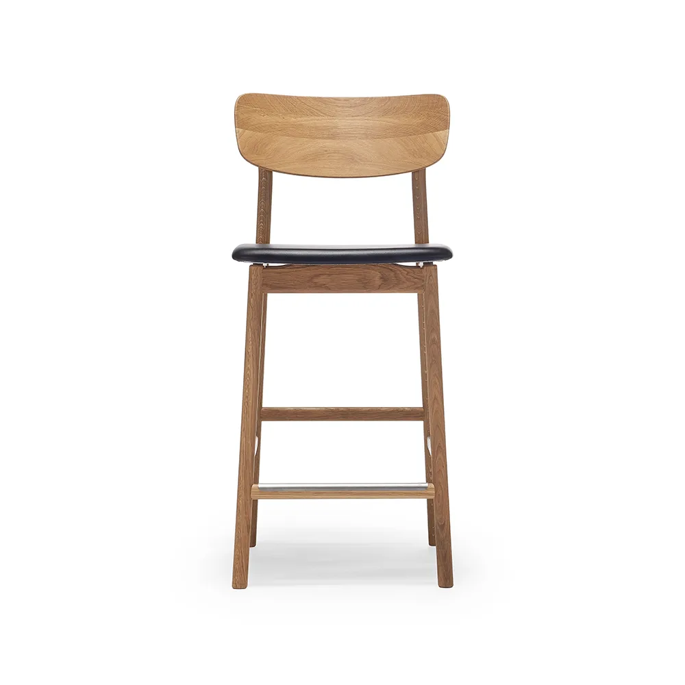 Prima Vista 바 스툴, Leather elmo black. natural oil oak stand Stolab | 스톨랩
