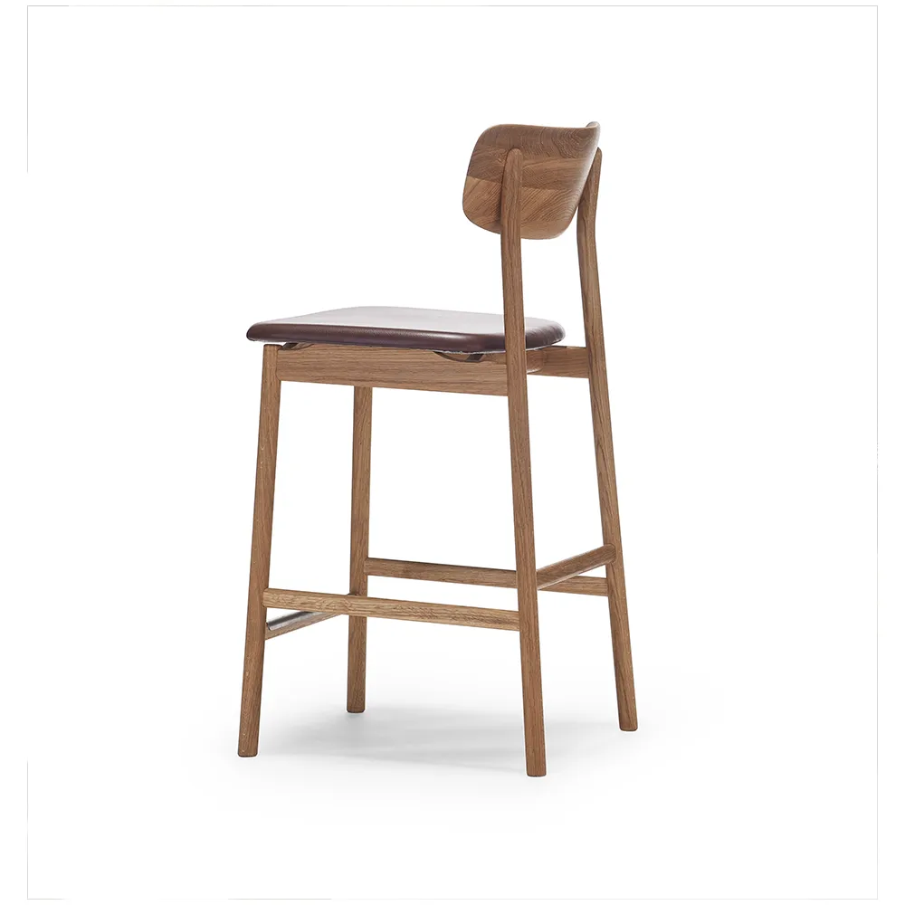 Prima Vista 바 스툴, Leather elmo dark brown. natural oil oak stand Stolab | 스톨랩