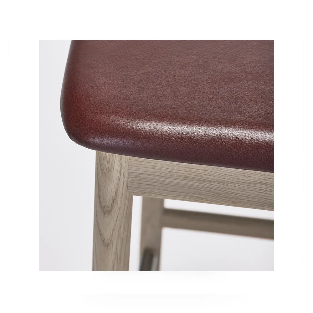 Prima Vista 바 스툴, Leather elmo darkbrown. white oil oak stand Stolab | 스톨랩