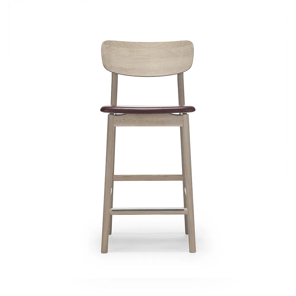 Prima Vista 바 스툴, Leather elmo darkbrown. white oil oak stand Stolab | 스톨랩