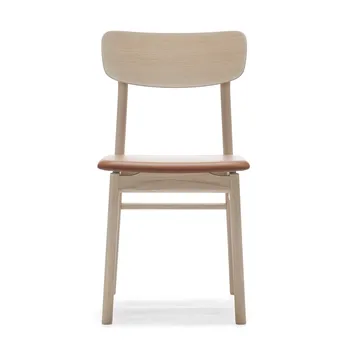 Prima Vista 체어 화이트-오일드 오크 - Leather Elmosoft 43807 cognac - Stolab | 스톨랩