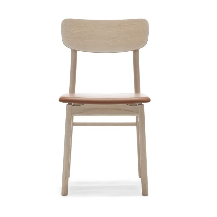 Prima Vista 체어 화이트-오일드 오크 - Leather Elmosoft 43807 cognac - Stolab | 스톨랩