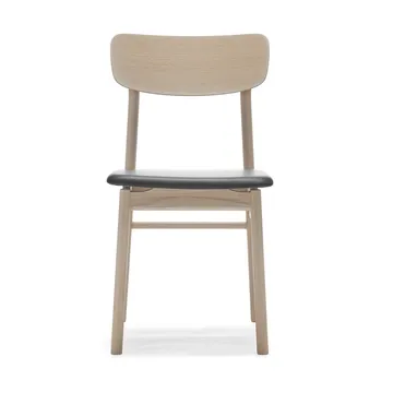 Prima Vista 체어 화이트-오일드 오크 - Leather Elmosoft 99001 black - Stolab | 스톨랩