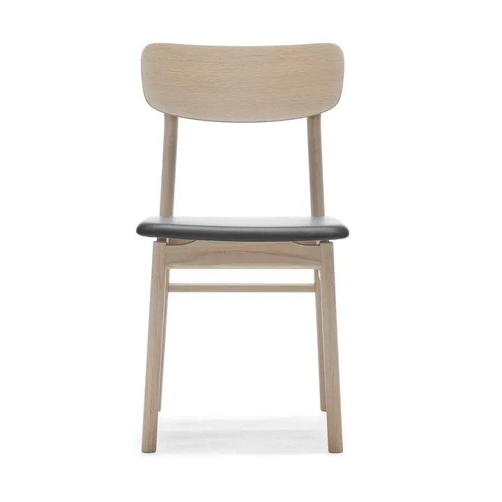 Prima Vista 체어 화이트-오일드 오크 - Leather Elmosoft 99001 black - Stolab | 스톨랩