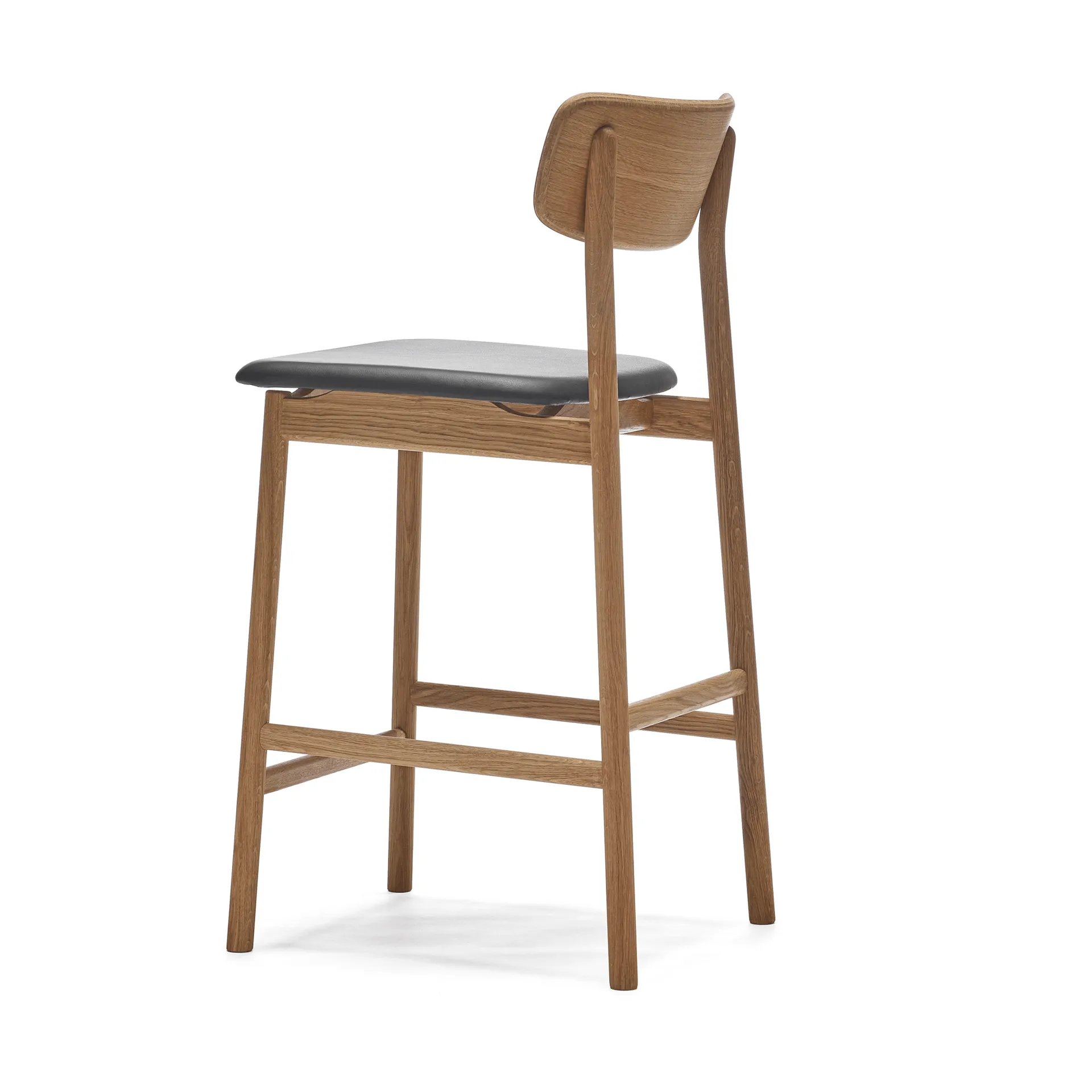Prima Vista 바 스툴, Leather Elmosoft black. natural oil oak stand, 65 cm Stolab | 스톨랩