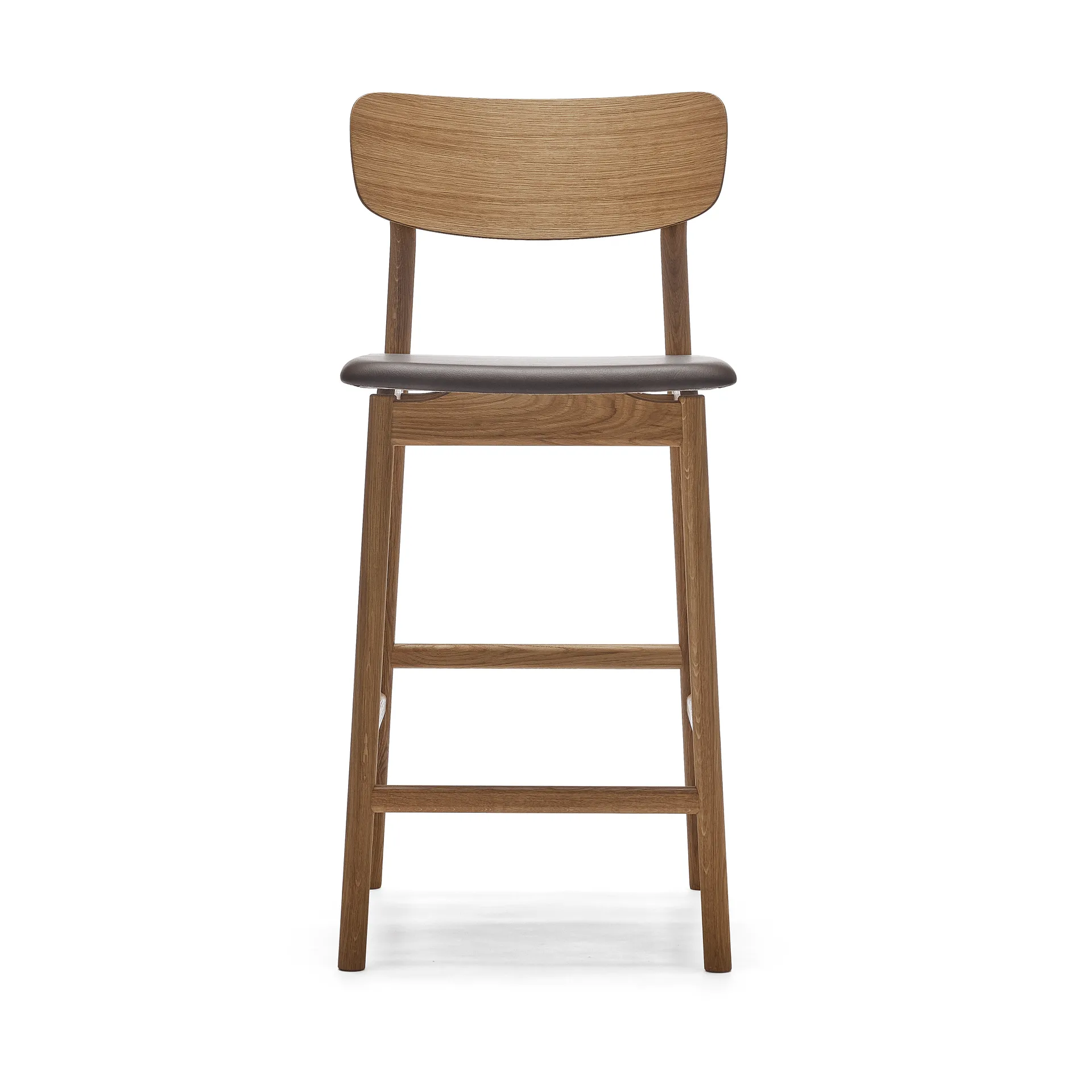 Prima Vista 바 스툴, Leather Elmosoft dark brown. natural oil oak stand Stolab | 스톨랩
