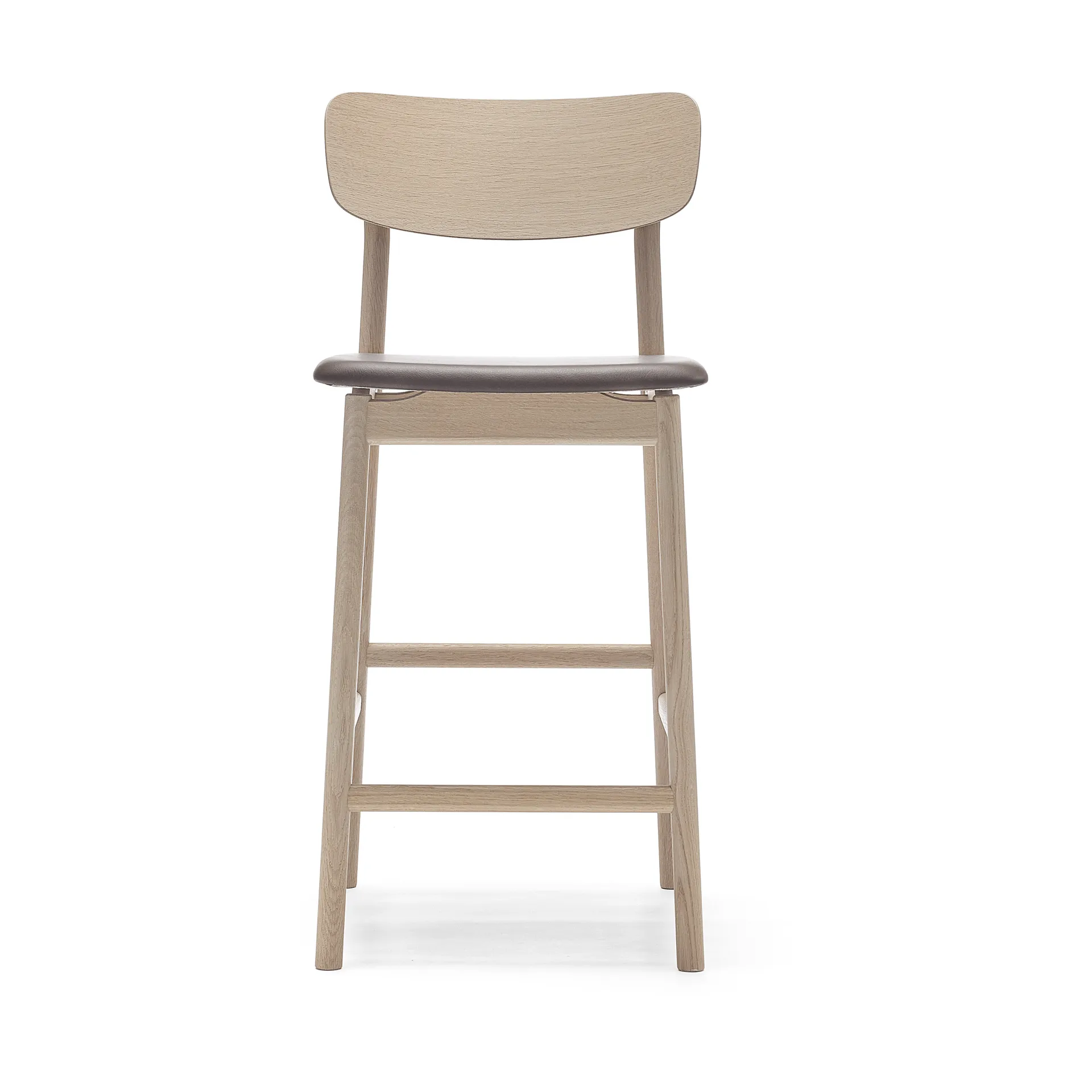 Prima Vista 바 스툴, Leather Elmosoft darkbrown. white oil oak stand Stolab | 스톨랩