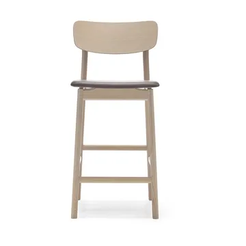 Prima Vista 바 스툴 - Leather Elmosoft darkbrown. white oil oak stand - Stolab | 스톨랩
