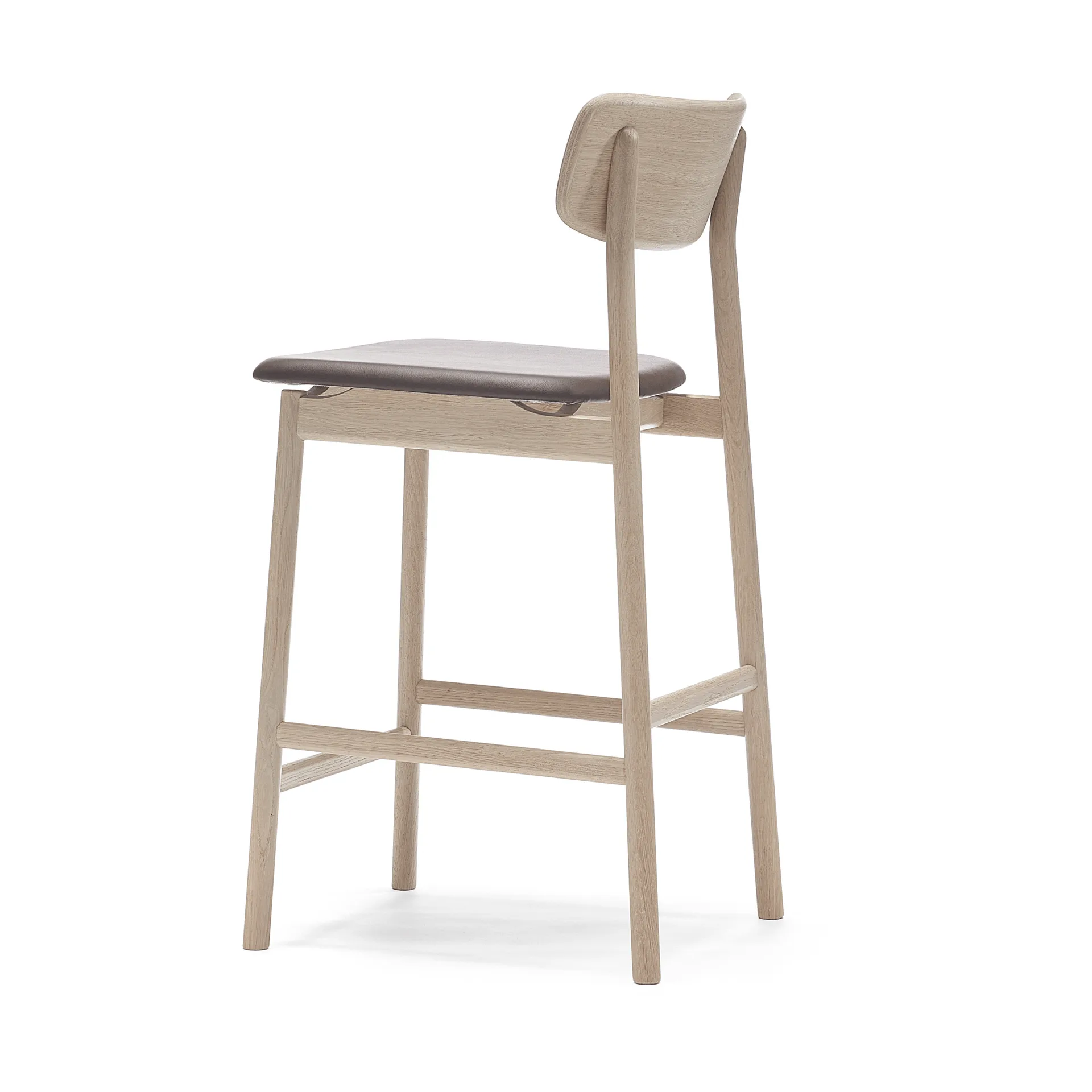 Prima Vista 바 스툴, Leather Elmosoft darkbrown. white oil oak stand Stolab | 스톨랩