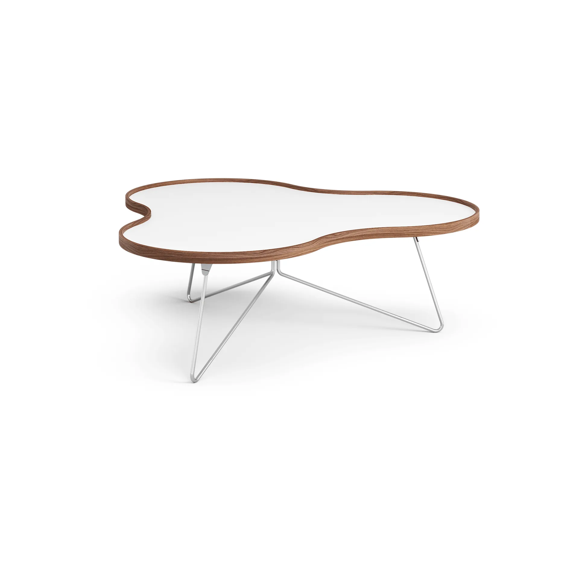 플라워 테이블 107x114 cm, 화이트 39cm 호두나무 테두리 크롬 스탠드 Swedese | 스웨데제