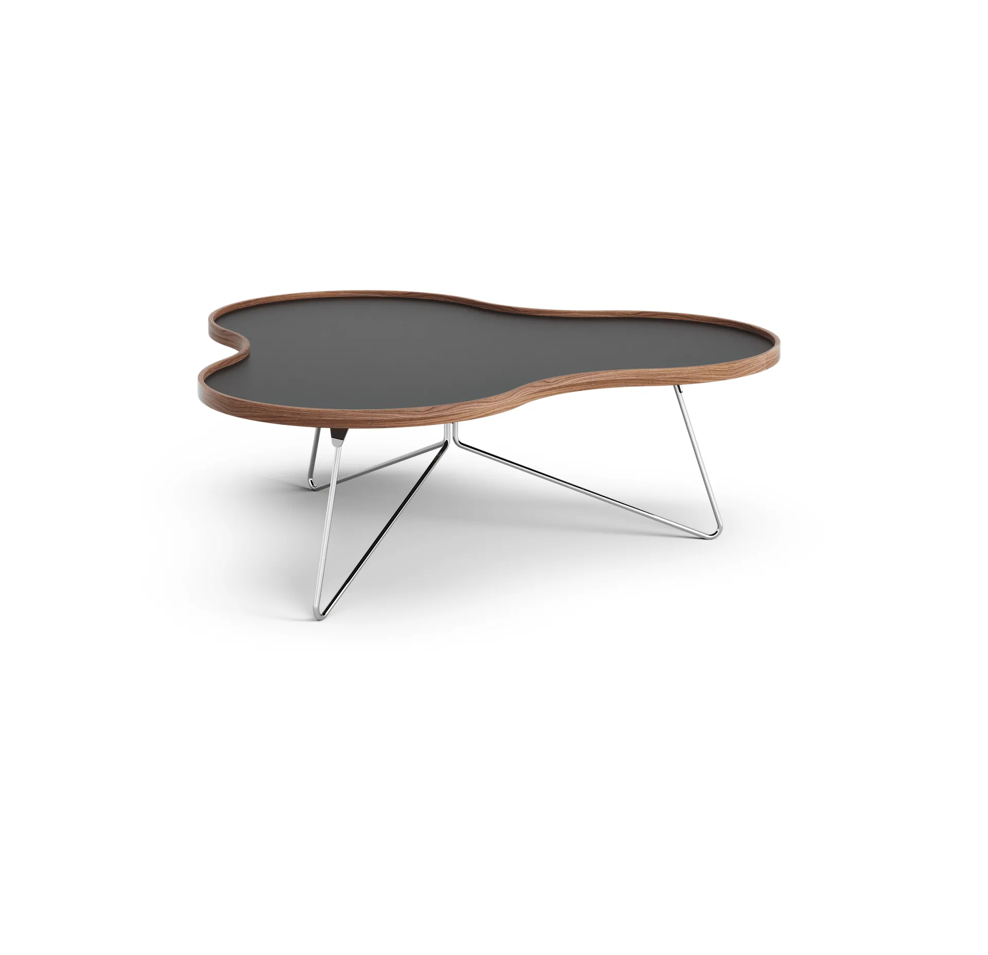 플라워 테이블 107x114 cm, 블랙 39cm 호두나무 테두리 크롬 스탠드 Swedese | 스웨데제