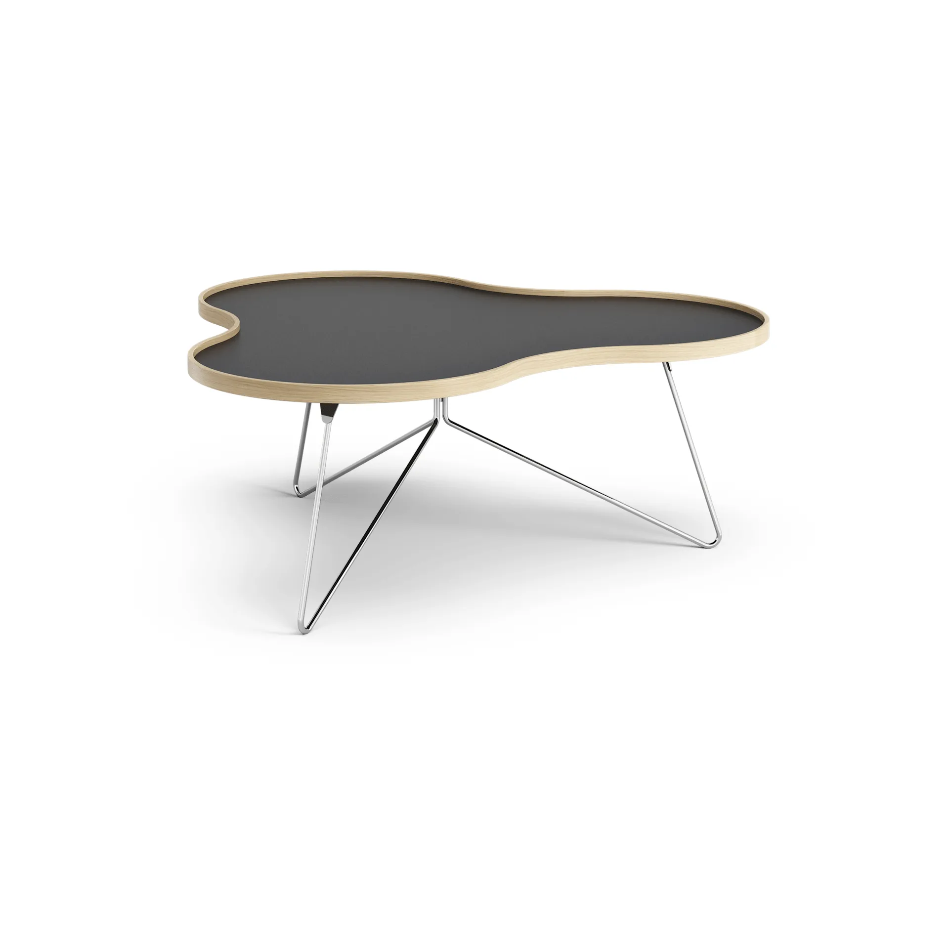 플라워 테이블 107x114 cm, 블랙 45cm 오크 테두리 크롬 스탠드 Swedese | 스웨데제