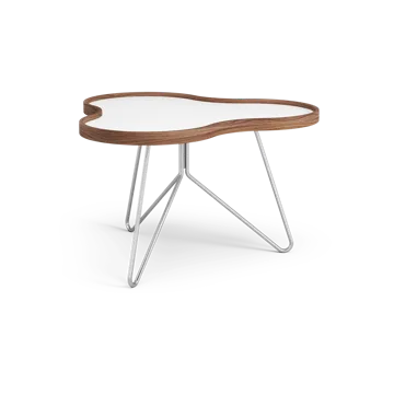 플라워 테이블 62x66 cm - 화이트-39cm-호두나무 테두리-크롬 베이스 - Swedese | 스웨데제