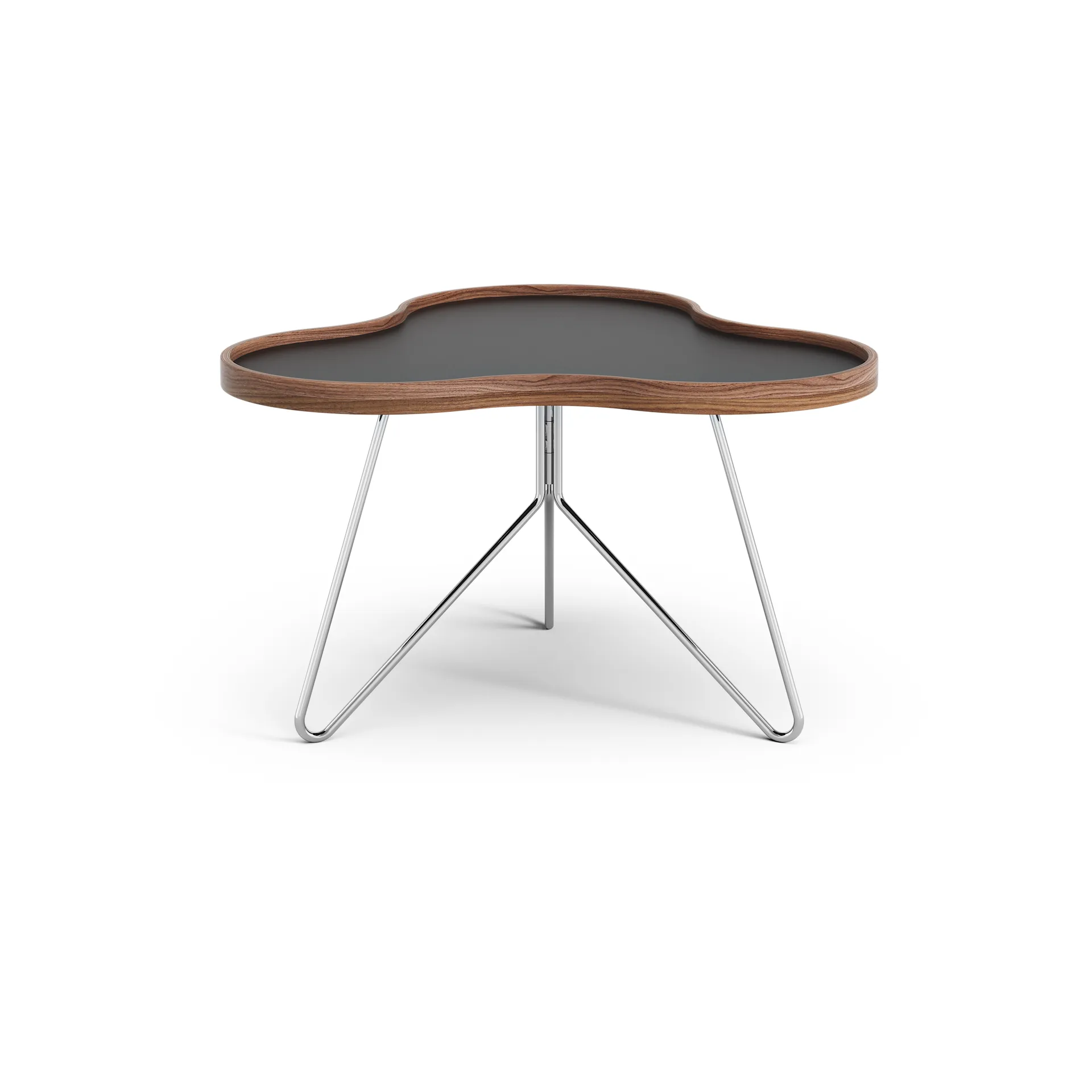 플라워 테이블 62x66 cm, 블랙-39cm-호두나무 테두리-크롬 베이스 Swedese | 스웨데제