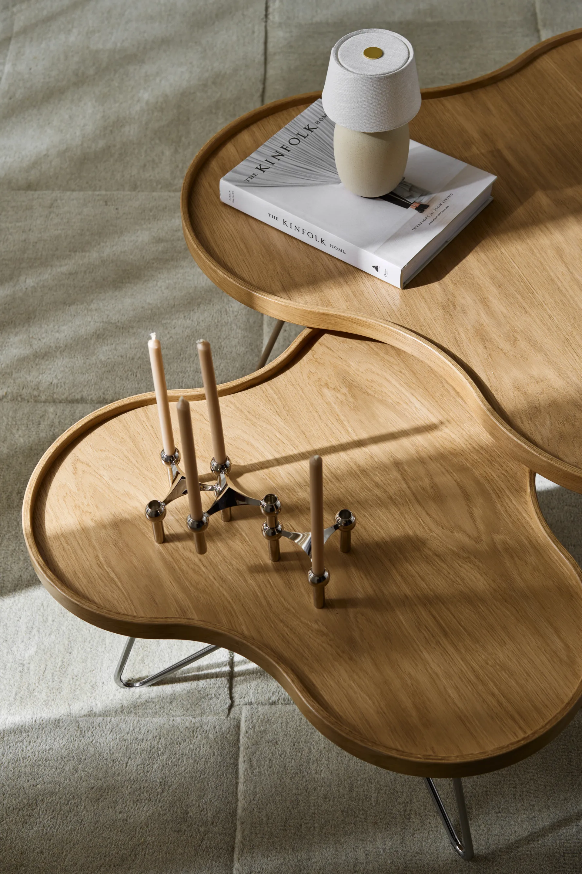 플라워 모노 테이블 62x66 cm, 오크 내추럴-39cm-크롬 베이스 Swedese | 스웨데제