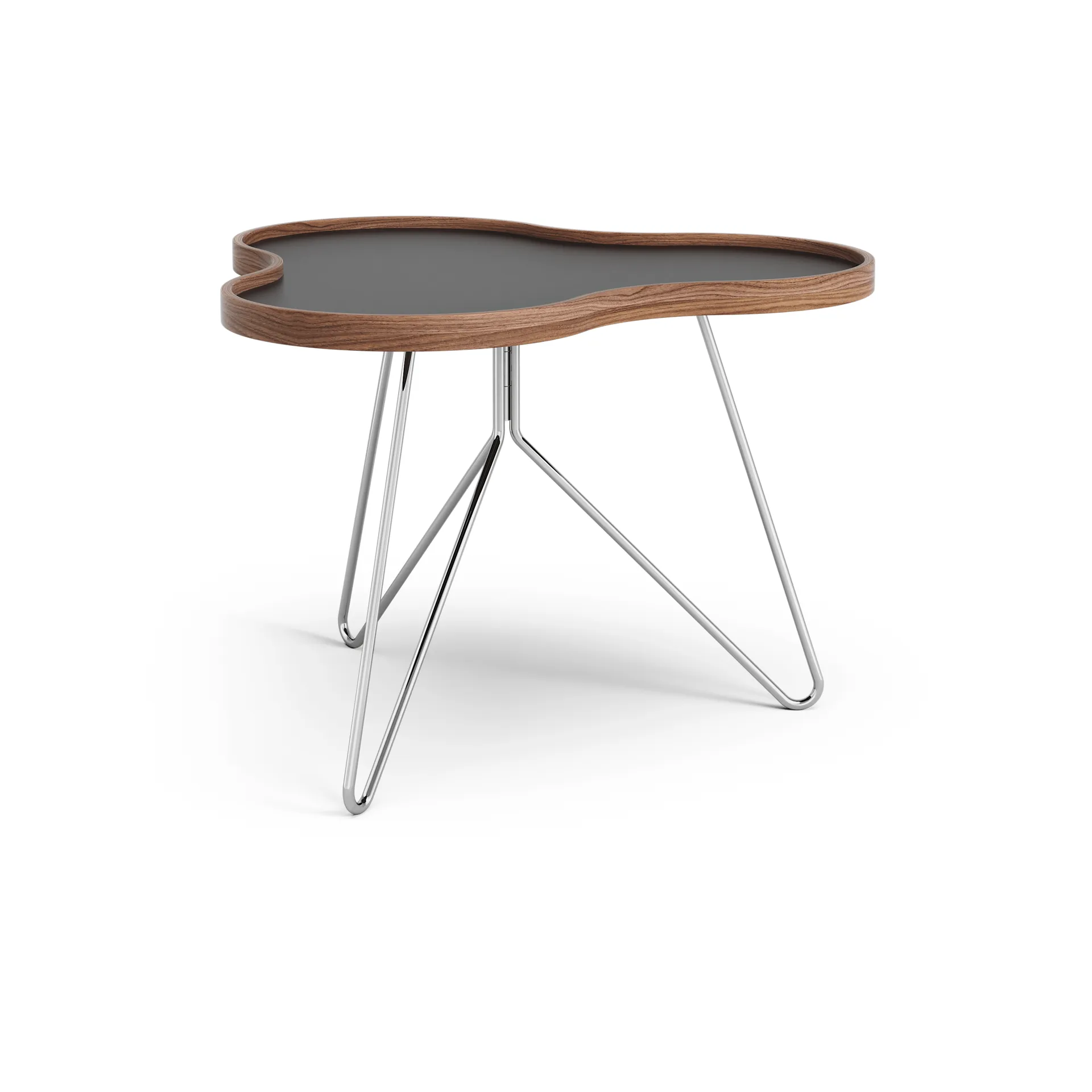 플라워 테이블 62x66 cm, 블랙-45cm-호두나무 테두리-크롬 베이스 Swedese | 스웨데제