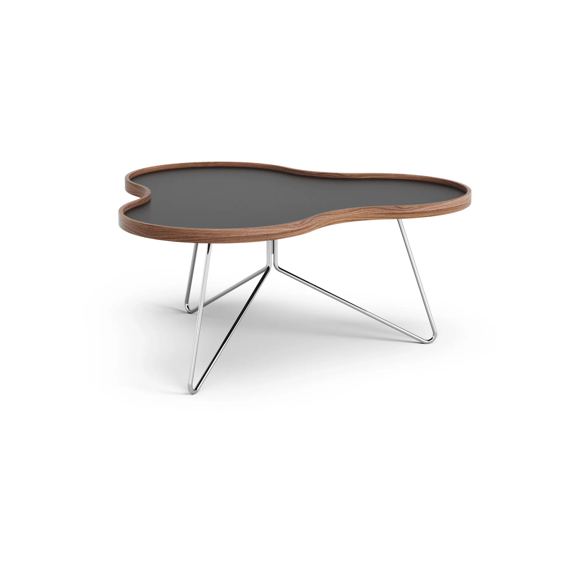 플라워 테이블 84x90 cm, 블랙-39cm-호두나무 테두리-크롬 베이스 Swedese | 스웨데제