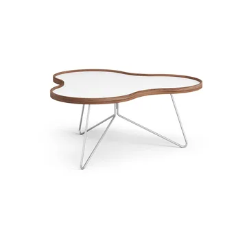 플라워 테이블 84x90 cm - 화이트-39cm-호두나무 테두리-크롬 베이스 - Swedese | 스웨데제