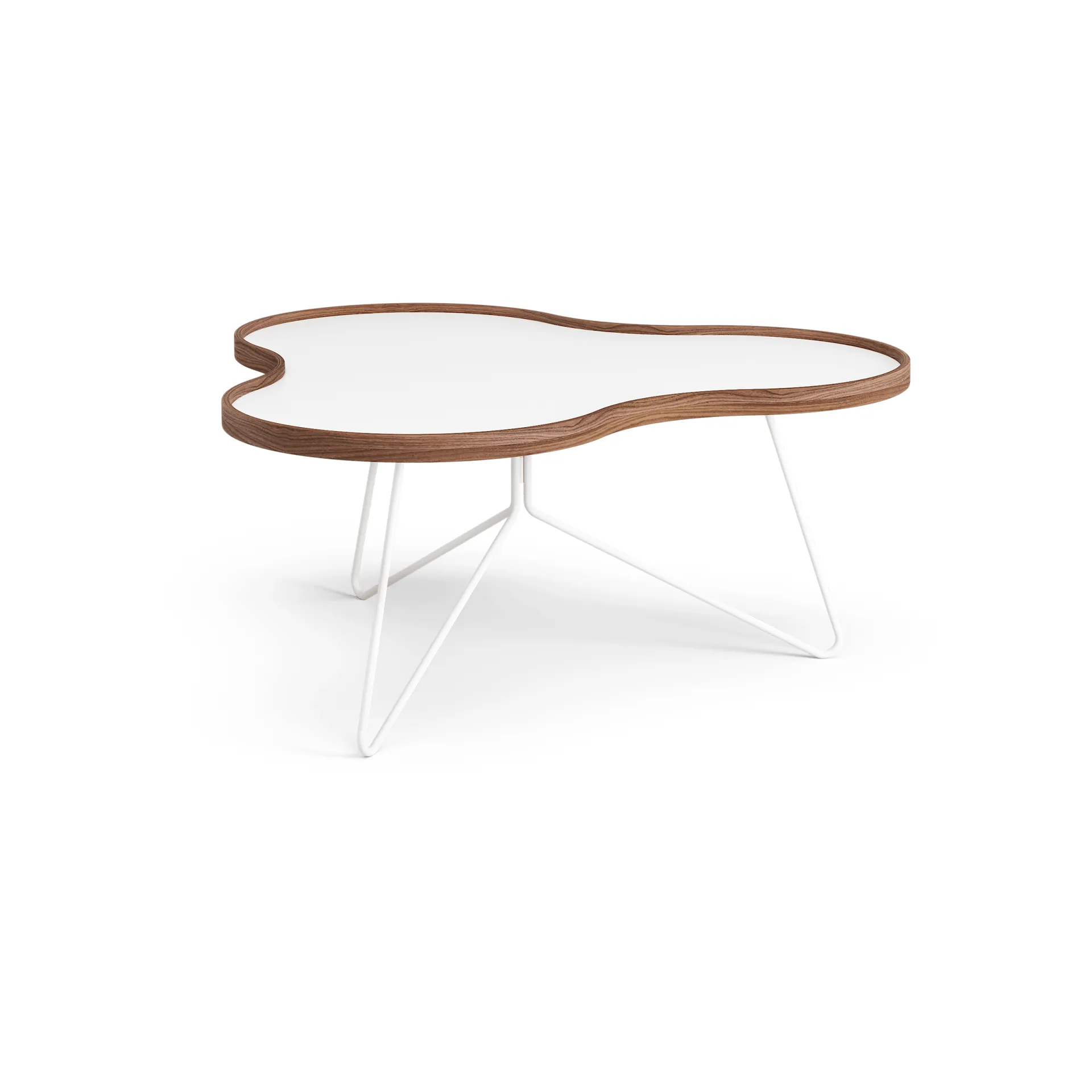 플라워 테이블 84x90 cm, 화이트-39cm-호두나무 테두리-화이트 베이스 Swedese | 스웨데제