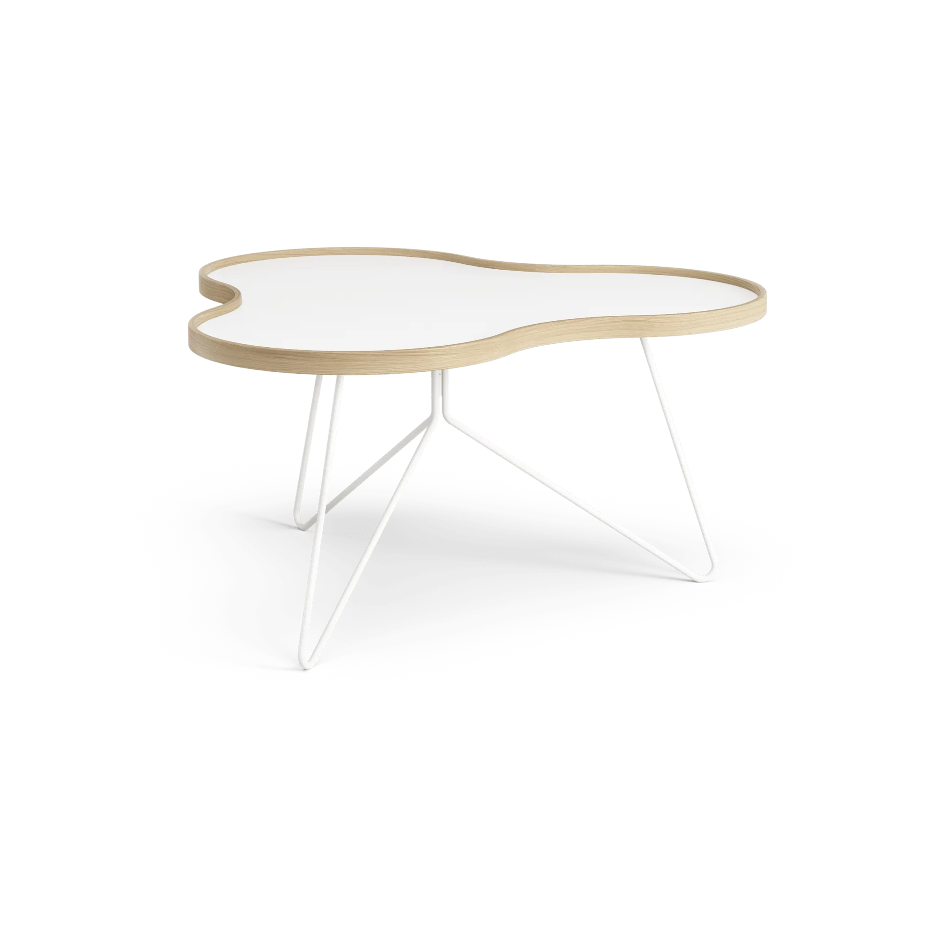 플라워 테이블 84x90 cm, 화이트-45cm-오크 테두리-화이트 베이스 Swedese | 스웨데제