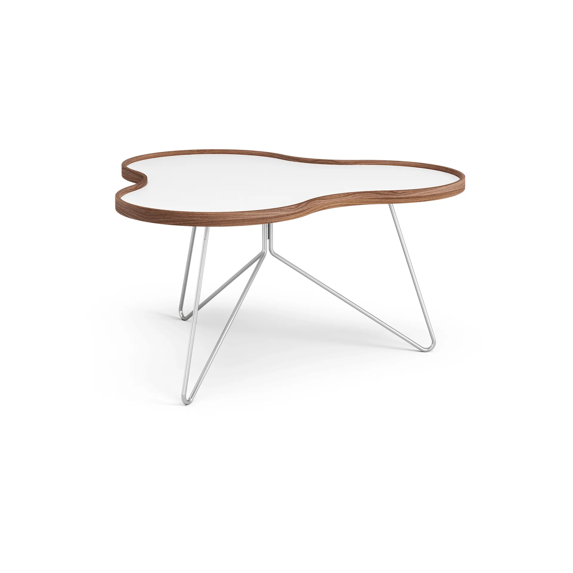 플라워 테이블 84x90 cm, 화이트-45cm-호두나무 테두리-크롬 베이스 Swedese | 스웨데제