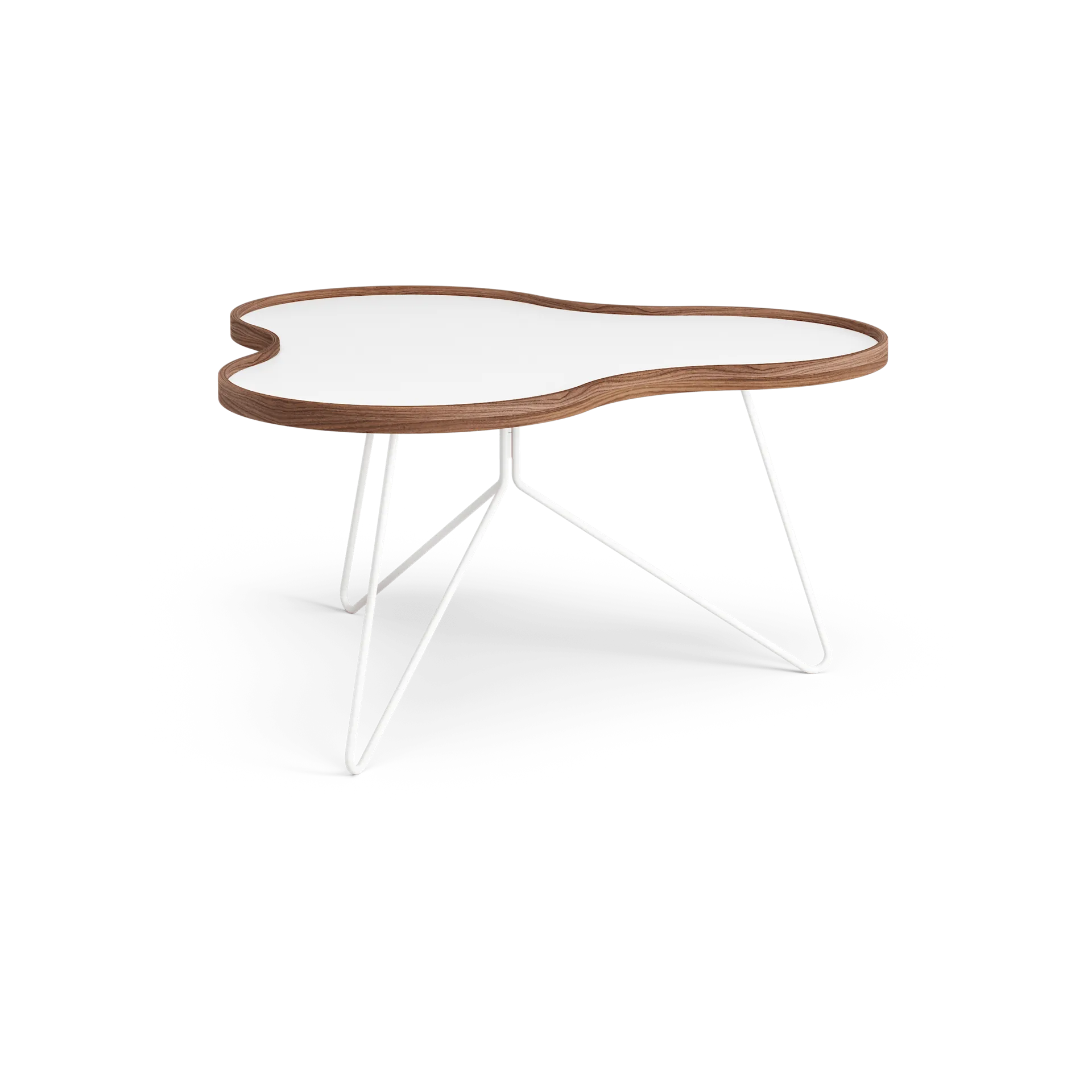 플라워 테이블 84x90 cm, 화이트-45cm-호두나무 테두리-화이트 베이스 Swedese | 스웨데제