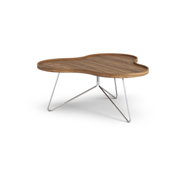 플라워 모노 테이블 스페셜 에디션 84x90 cm - H39 cm-lacquered walnut-chromed steel - Swedese | 스웨데제