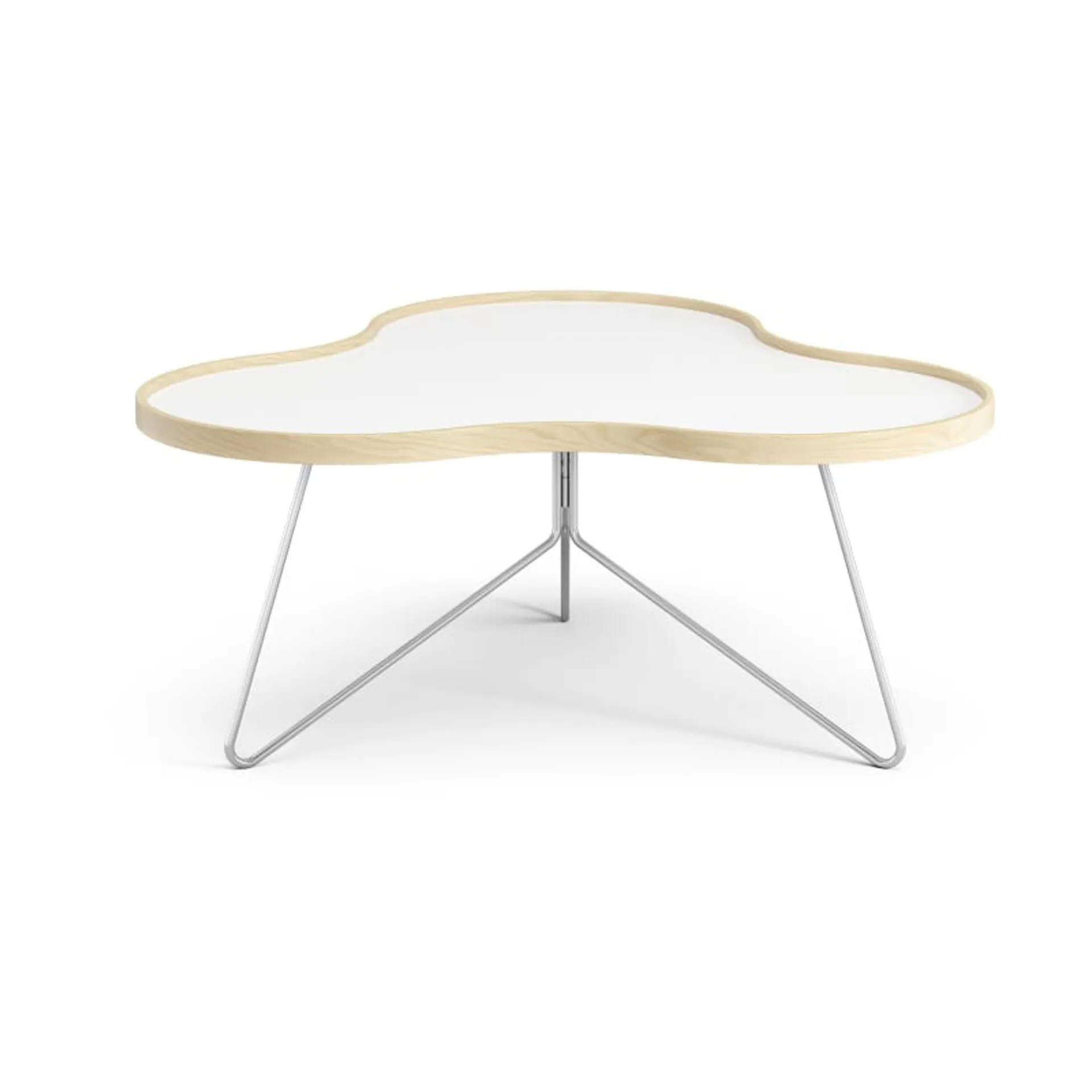 Flower 테이블 84x90 cm, H39 cm-화이트-자작나무-크롬 Swedese | 스웨데제