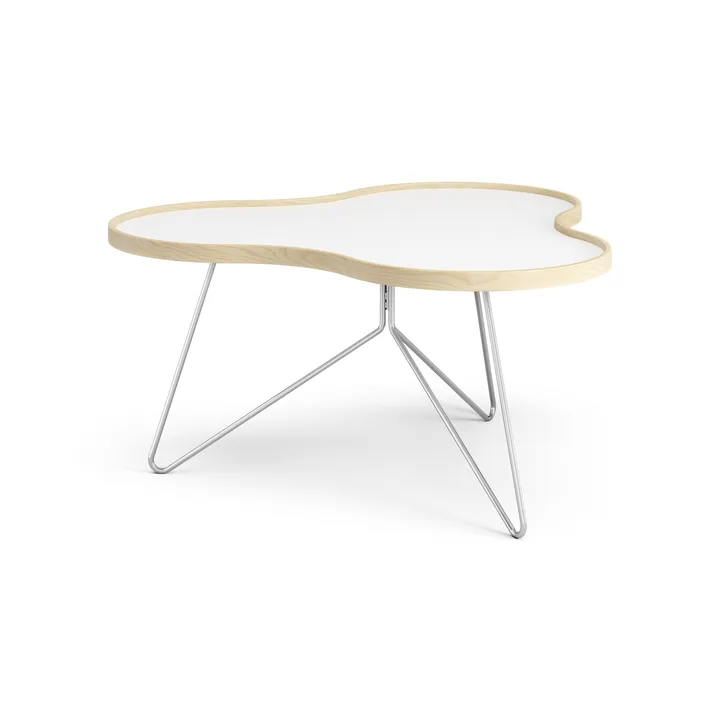 Flower 테이블 84x90 cm - H45 cm-화이트-자작나무-크롬 - Swedese | 스웨데제