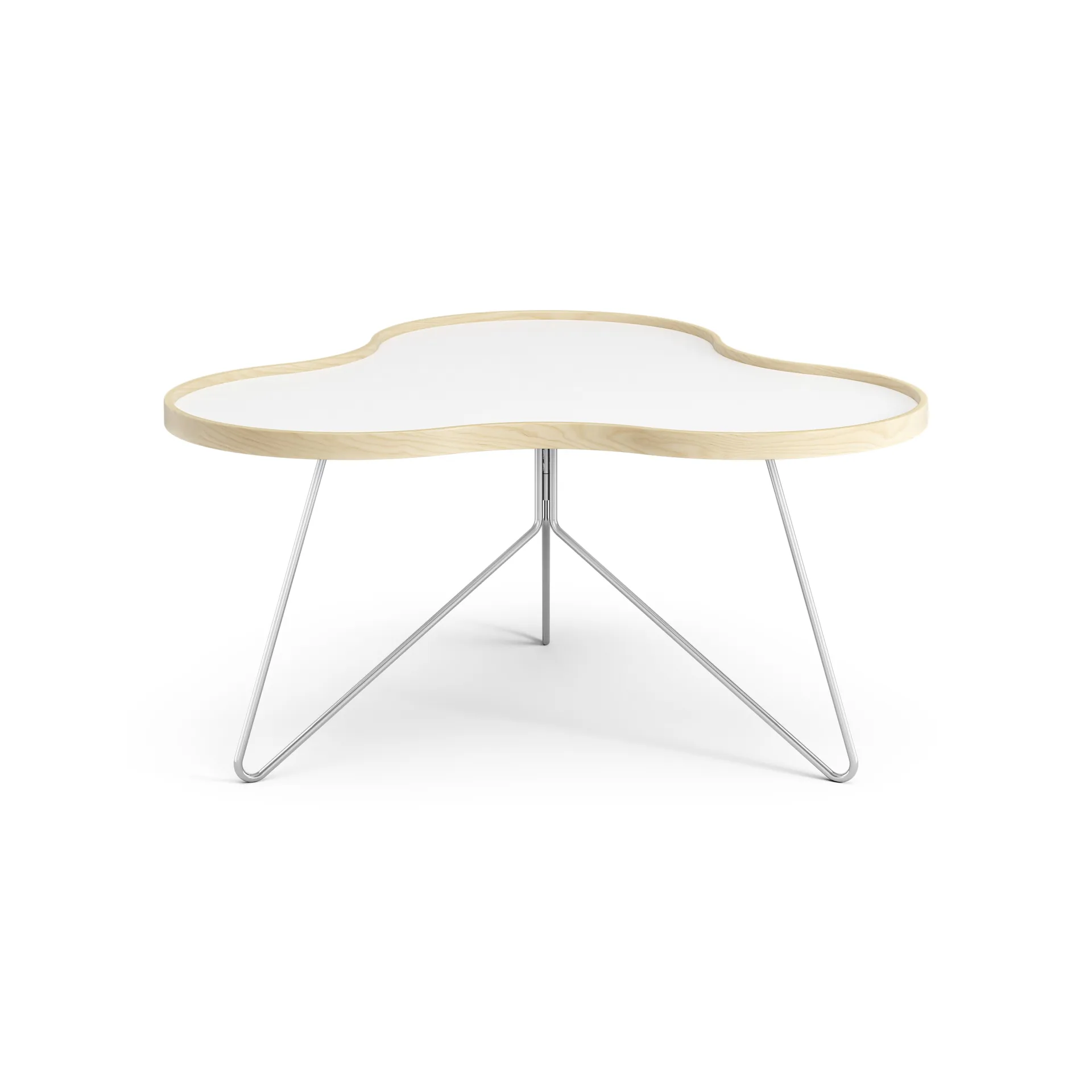 Flower 테이블 84x90 cm, H45 cm-화이트-자작나무-크롬 Swedese | 스웨데제