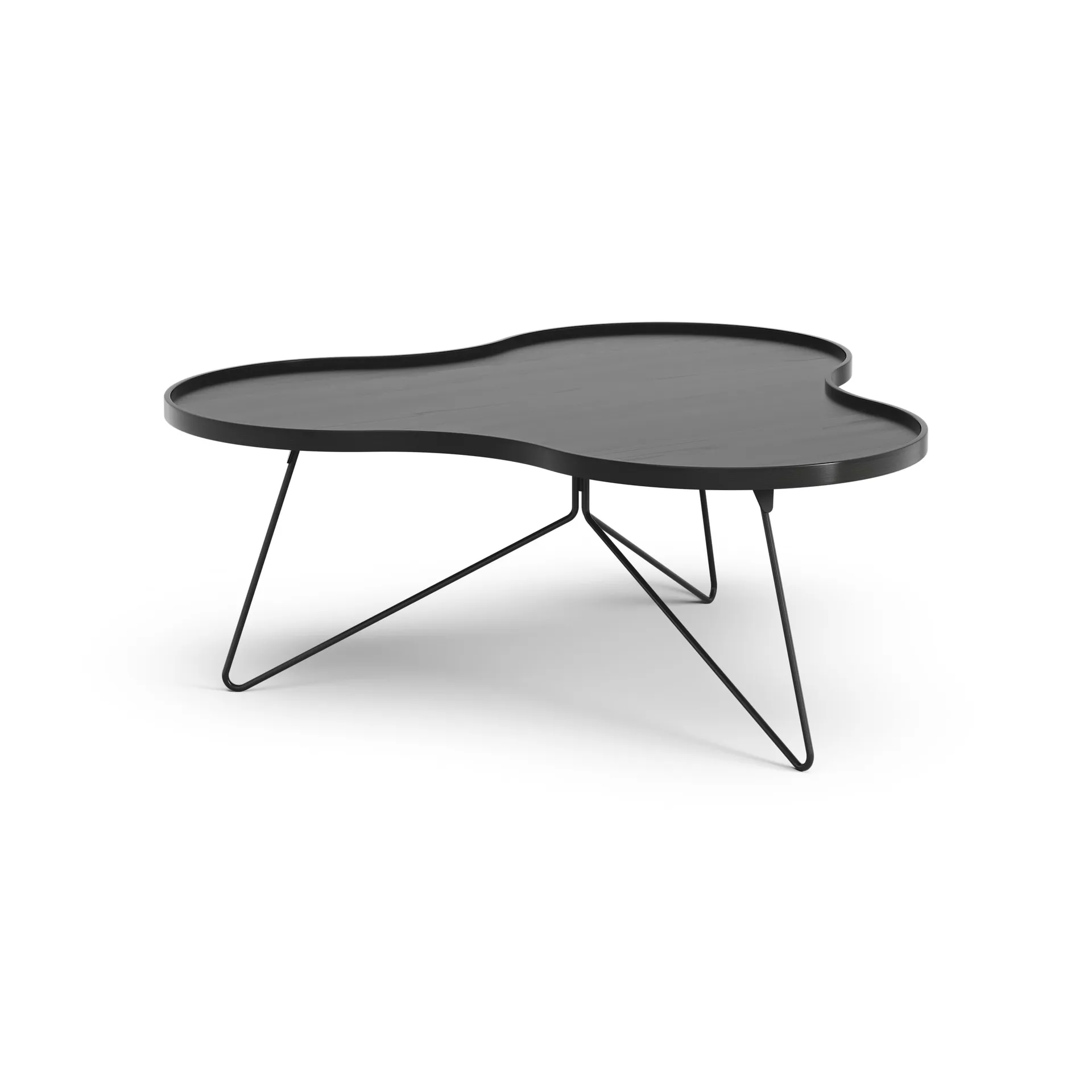 Flower mono 테이블 107x114 cm, H45 cm 물푸레나무 블랙 스테인 마감 Swedese | 스웨데제