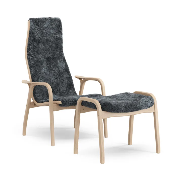 Lamino 암체어 및 풋스툴 래커 마감 너도밤나무/양가죽 - Charcoal (dark grey) - Swedese | 스웨데제