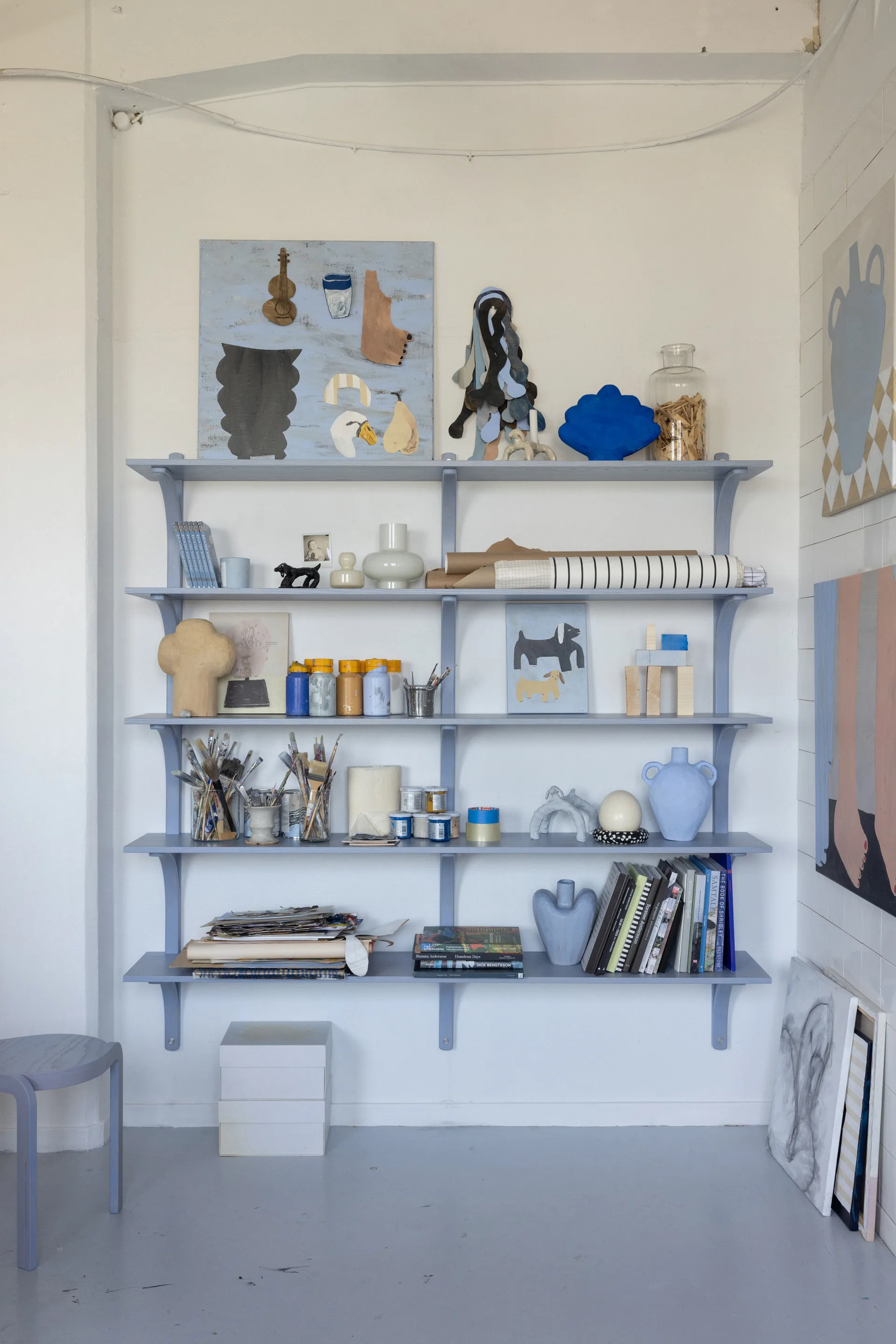 Levi 선반, Lacquered ash-stainless steel, 2 shelves, 90 cm Swedese | 스웨데제