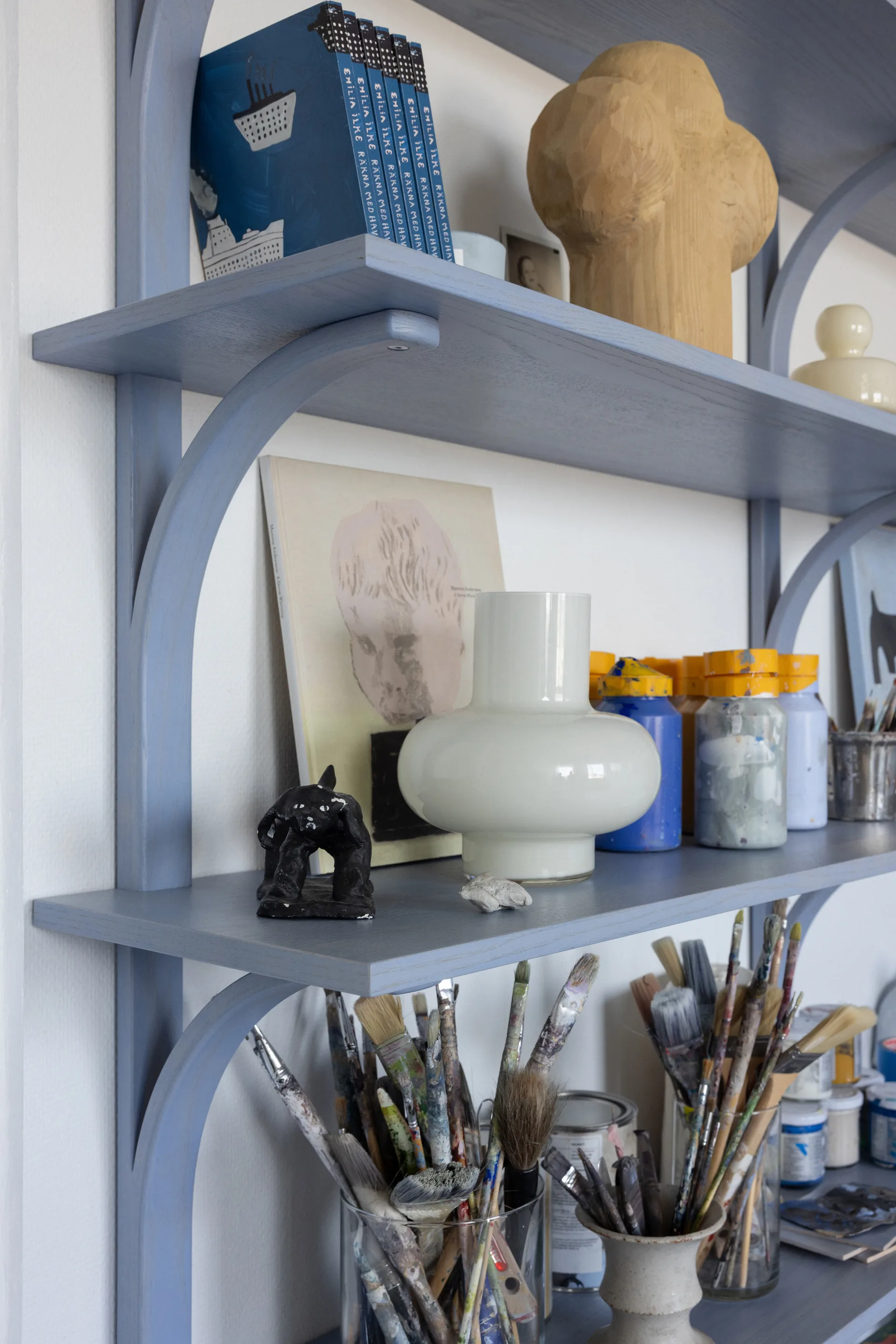 Levi 선반, White ash-stainless steel, 2 shelves, 90 cm Swedese | 스웨데제
