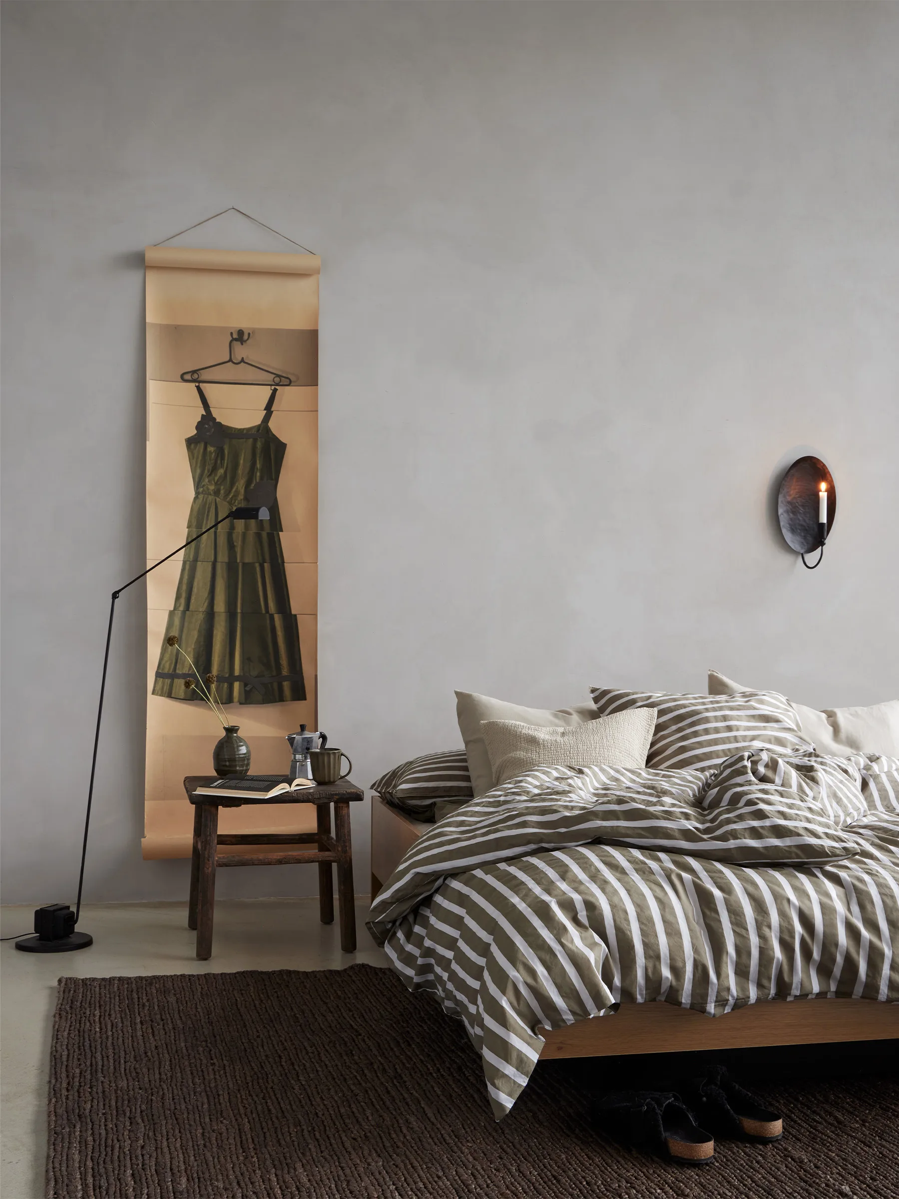 텔미모어 스트라이프 순면 이불 커버, Olive, 220x220 cm Tell Me More | 텔미모어