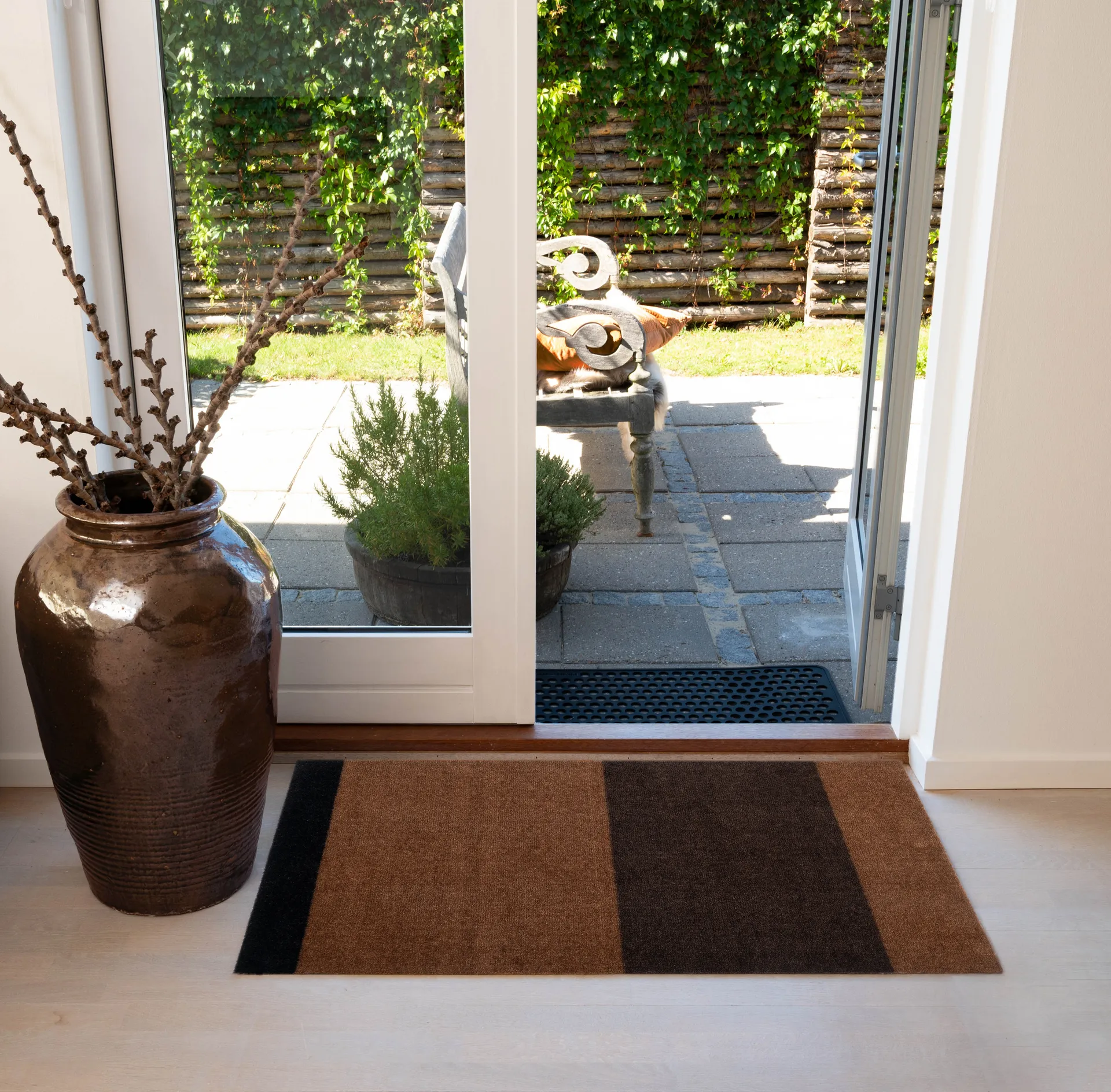 스트라이프 도어매트 가로형, Cognac-dark brown-black, 60x90 cm tica copenhagen | 티카 코펜하겐