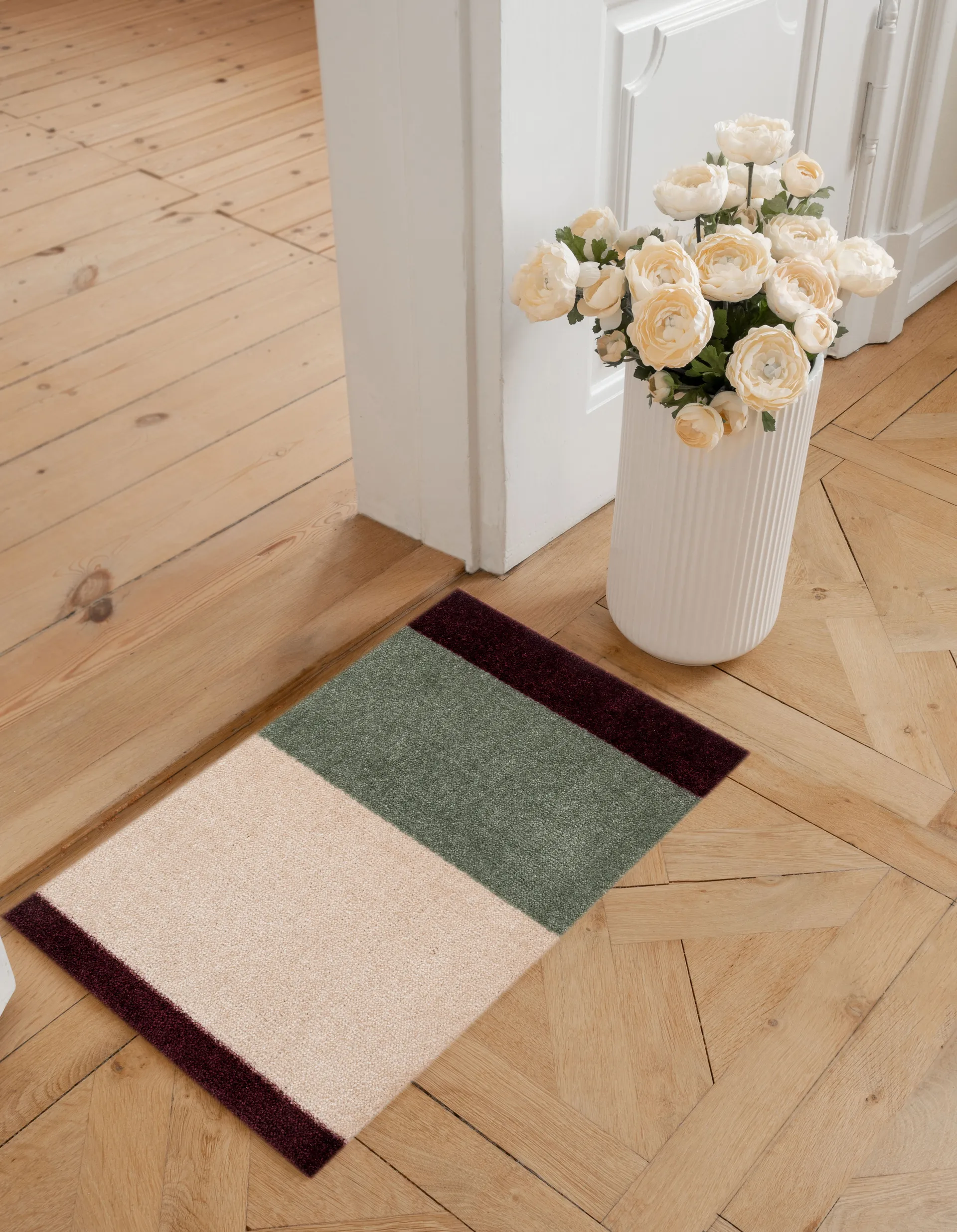 스트라이프 도어매트 가로형, Green-ivory-bordeaux, 40x60 cm tica copenhagen | 티카 코펜하겐