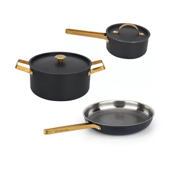 Arvet Viggo Mio 냄비 세트 - Matte black-brass, 5 pieces - Vargen & Thor
