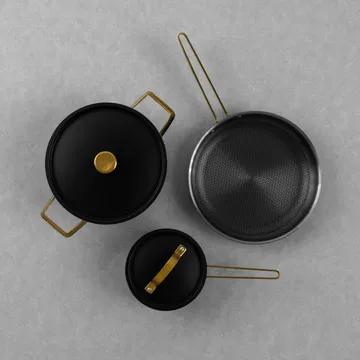Arvet Viggo Mio 냄비 세트 - Matte black-brass, 5 pieces - Vargen & Thor