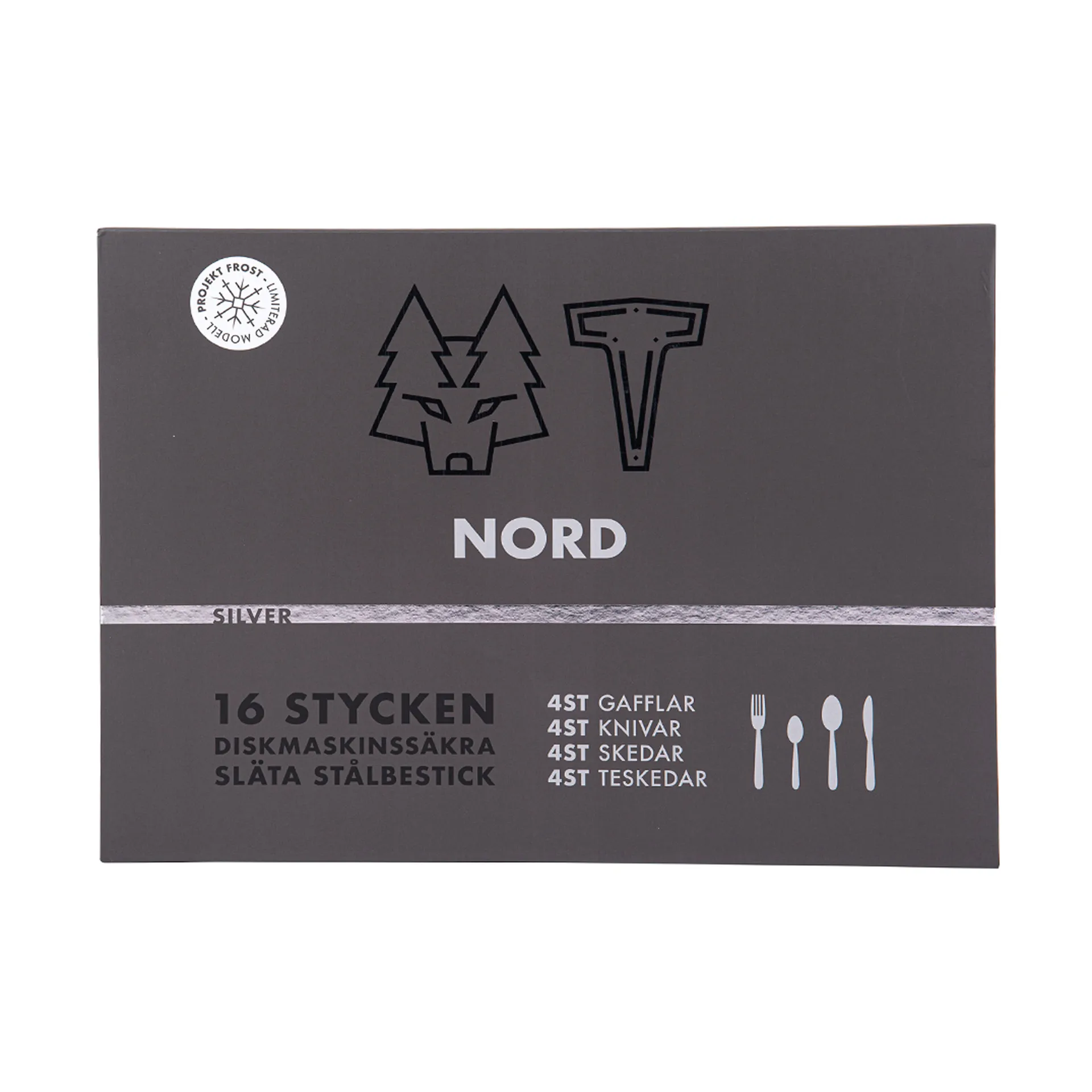 Nord 커트러리 16개 세트, Polerat silver Vargen & Thor