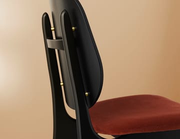 노블 스툴 - Fabric brick red, black lacquered beech structure - Warm Nordic | 웜 노르딕